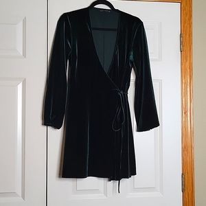 Dark Green Velvet Dress M, Zara Woman